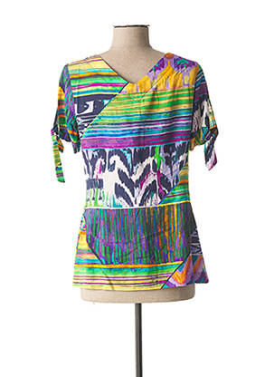 Blouse col v manches courtes vert LO! LES FILLES femme