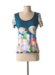 T-shirt stretch manches courtes bleu LO! LES FILLES femme