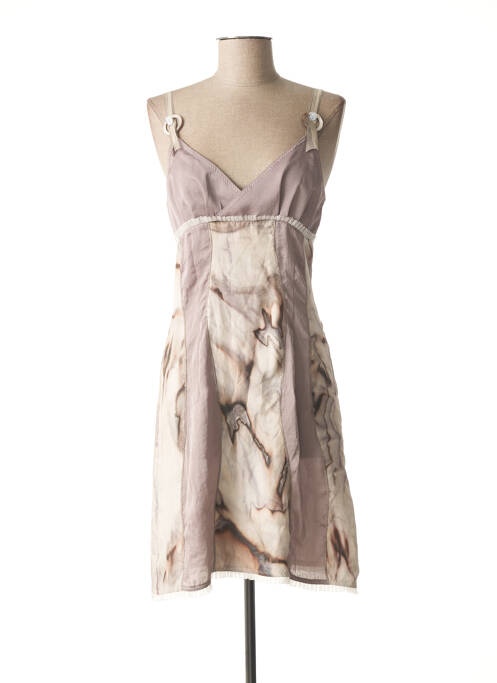 Robe mi-longue fermeture zippée au dos fines bretelles gris LO! LES FILLES femme