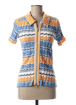 Gilet manches courtes maille fine bleu LO! LES FILLES femme