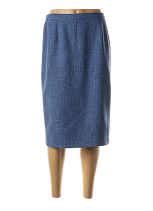 Jupe mi-longue taille à pinces bleu FRANCE RIVOIRE femme