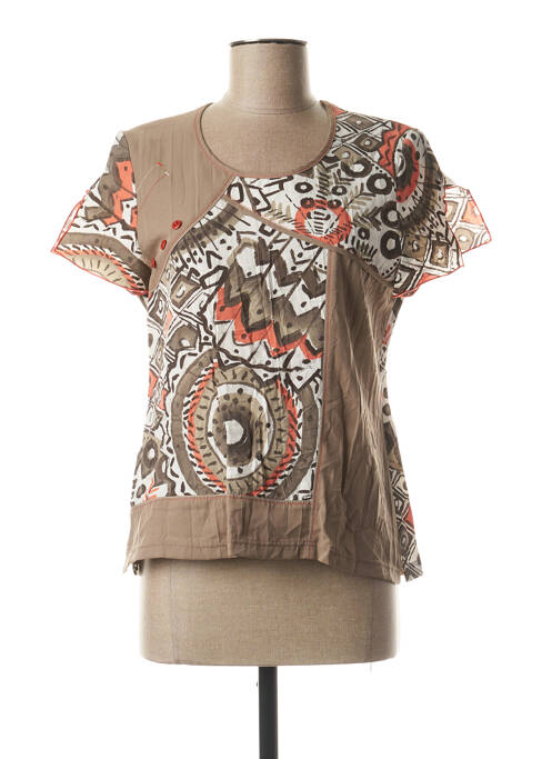 Top manches courtes manches courtes marron FRANCE RIVOIRE femme