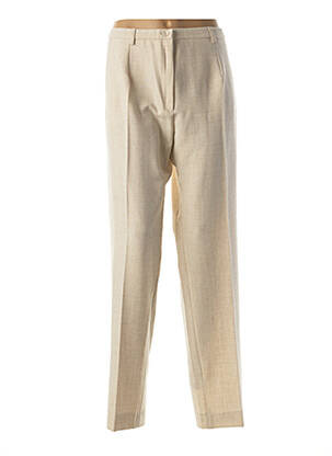 Pantalon droit taille à pinces taille haute beige FRANCE RIVOIRE femme