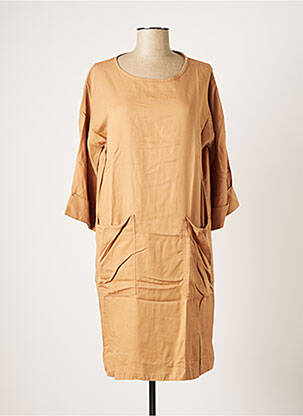 Robe mi-longue manches 3/4 manches 3/4 beige SKFK femme