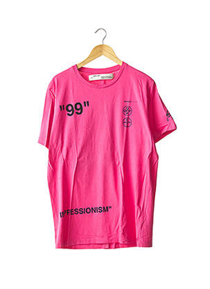 T-shirt sérigraphie manches courtes rose OFF WHITE femme