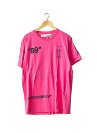T-shirt sérigraphie manches courtes rose OFF WHITE femme
