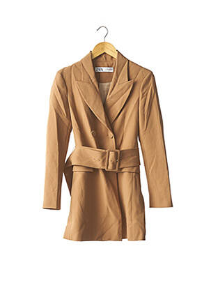 Manteau long coupe cintrée sans capuche marron ZARA femme