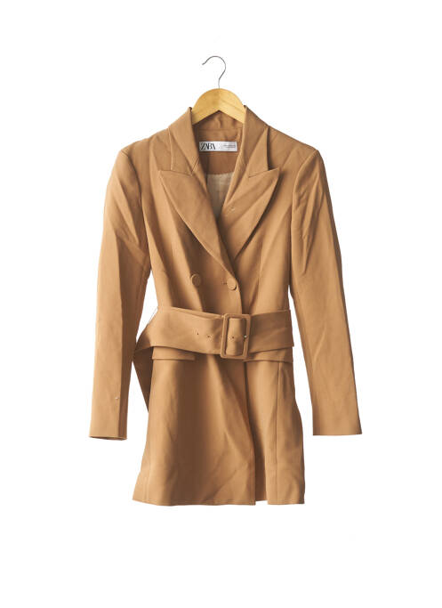 Manteau long coupe cintrée sans capuche marron ZARA femme