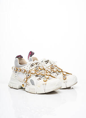 Baskets fermeture lacets talon plat jusqu'à 3cm blanc GUCCI femme