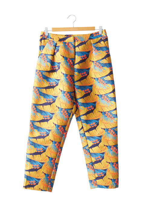 Pantalon 7/8 fermeture zippée sous rabat avec crochet taille normale jaune GLAMOROUS femme