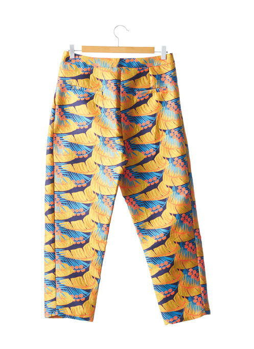 Pantalon 7/8 fermeture zippée sous rabat avec crochet taille normale jaune GLAMOROUS femme