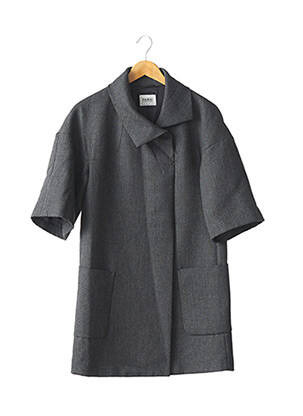 Manteau long fermeture pressionnée sans capuche gris NICOLE FARHI femme