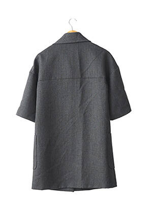 Manteau long fermeture pressionnée sans capuche gris NICOLE FARHI femme