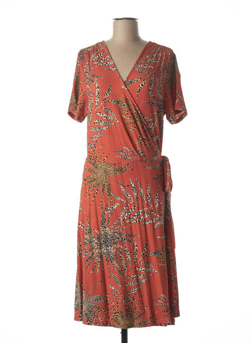 Robe mi-longue orange GEISHA pour femme