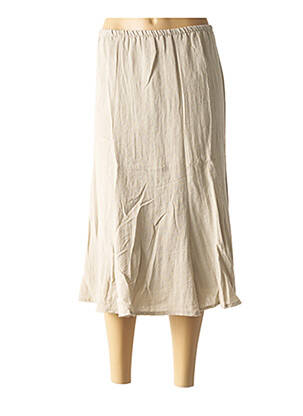 Jupe mi-longue coupe droite beige GEVANA femme