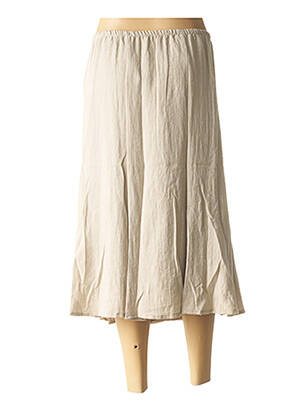 Jupe mi-longue coupe droite beige GEVANA femme