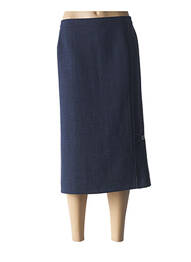 Jupe mi-longue coupe droite bleu GEVANA femme