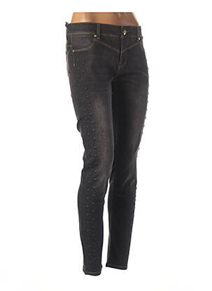 Jeans coupe slim broderie rivets taille basse gris GAUDI femme