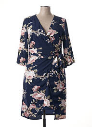 Robe mi-longue imprimé fleurs manches longues bleu SMASHED LEMON femme