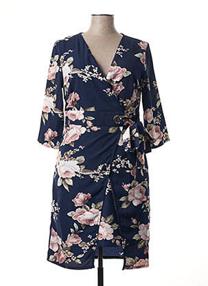 Robe mi-longue imprimé fleurs manches longues bleu SMASHED LEMON femme