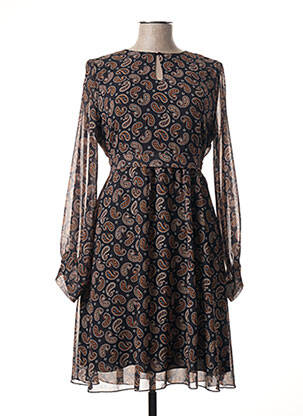 Robe mi-longue coupe fluide manches longues noir NINATI femme