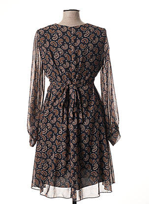 Robe mi-longue coupe fluide manches longues noir NINATI femme