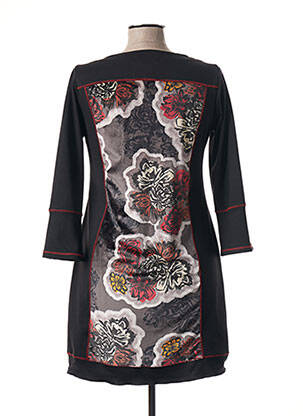 Robe mi-longue imprimé fleurs manches longues noir CHATELET femme