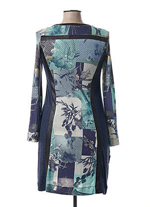 Robe mi-longue imprimé fantaisie manches longues bleu CHATELET femme