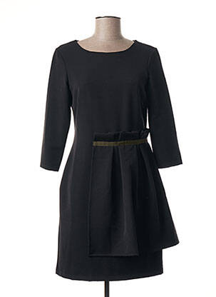 Robe mi-longue manches longues manches longues noir POUSSIERE D'ETOLE femme