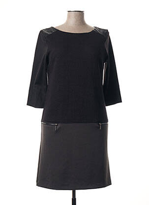 Robe mi-longue manches 3/4 manches 3/4 noir POUSSIERE D'ETOLE femme