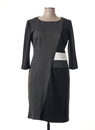 Robe mi-longue manches 3/4 manches 3/4 gris POUSSIERE D'ETOLE femme