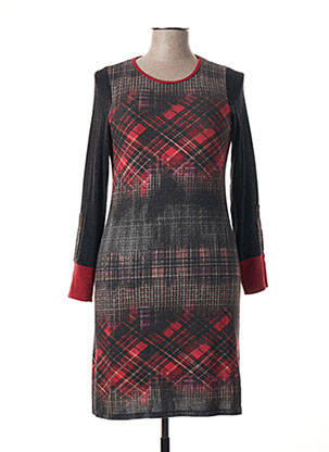 Robe mi-longue imprimé fantaisie manches longues gris CHATELET femme