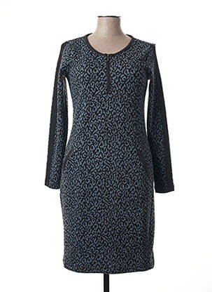 Robe mi-longue imprimé fantaisie manches longues bleu SANDWICH femme