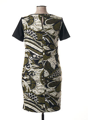 Robe mi-longue imprimé fantaisie manches courtes vert LA FEE MARABOUTEE femme