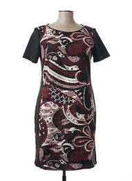 Robe mi-longue imprimé fantaisie manches courtes rouge LA FEE MARABOUTEE femme