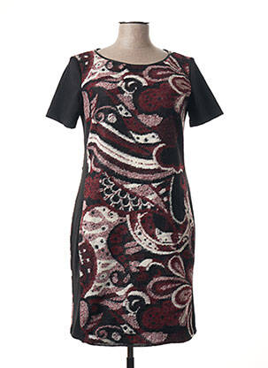 Robe mi-longue imprimé fantaisie manches courtes rouge LA FEE MARABOUTEE femme