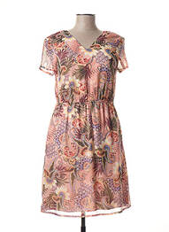 Robe mi-longue coupe fluide manches courtes orange LA FEE MARABOUTEE femme