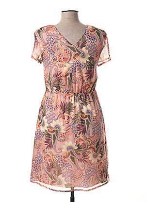 Robe mi-longue coupe fluide manches courtes orange LA FEE MARABOUTEE femme