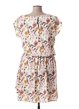 Robe mi-longue imprimé fleurs manches courtes beige SMASHED LEMON femme