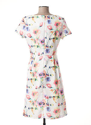 Robe mi-longue imprimé fleurs manches courtes blanc SMASHED LEMON femme