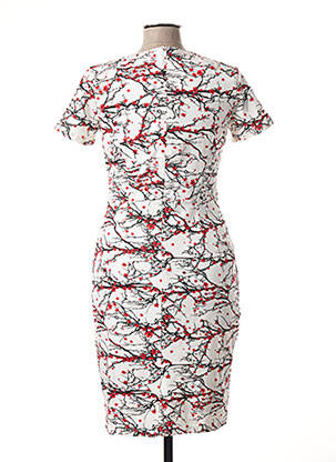 Robe mi-longue imprimé fantaisie manches courtes blanc SMASHED LEMON femme