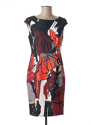 Robe mi-longue imprimé fantaisie sans manche orange POUSSIERE D'ETOLE femme