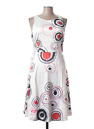 Robe mi-longue imprimé fantaisie sans manche blanc ANIMAPOP femme