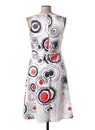Robe mi-longue imprimé fantaisie sans manche blanc ANIMAPOP femme