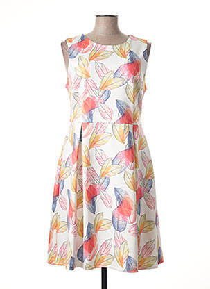Robe mi-longue imprimé fantaisie sans manche blanc SMASHED LEMON femme