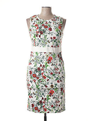 Robe mi-longue imprimé fleurs sans manche blanc SMASHED LEMON femme