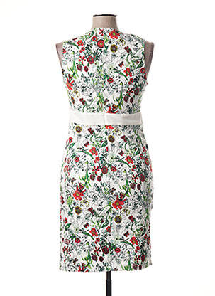 Robe mi-longue imprimé fleurs sans manche blanc SMASHED LEMON femme