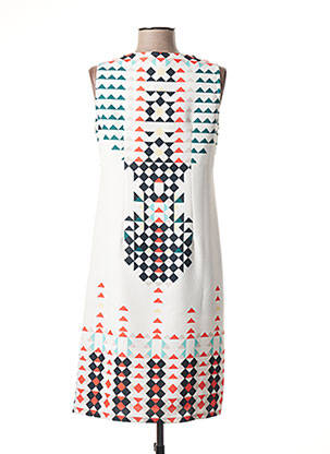 Robe mi-longue imprimé fantaisie sans manche blanc SMASHED LEMON femme