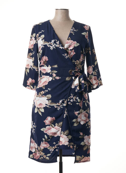 Robe mi-longue imprimé fleurs manches longues bleu SMASHED LEMON femme