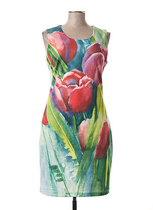 Robe mi-longue imprimé fleurs sans manche rouge SMASHED LEMON femme